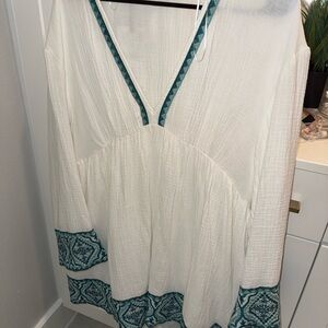 Zara White and Teal Dress